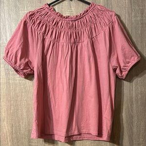J Crew Pink Smocked Top Size Medium